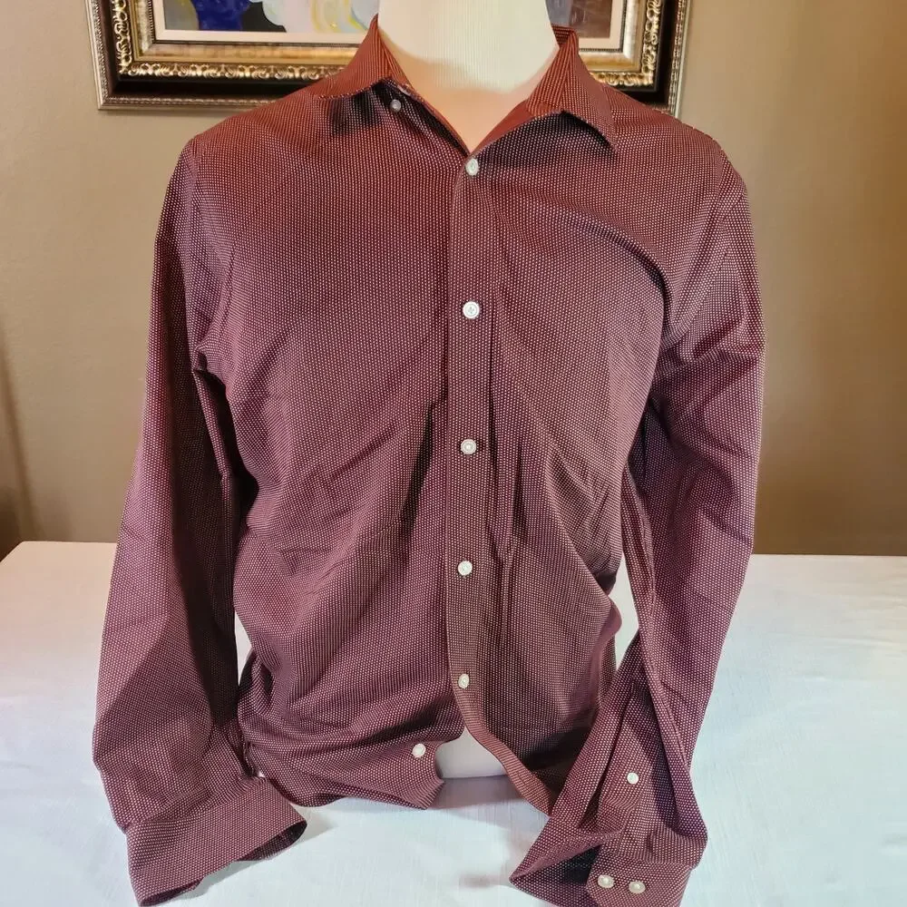 Banana Republic Mens Shirt XL Extra Large Maroon Long Sleeve Button Up Dress Top